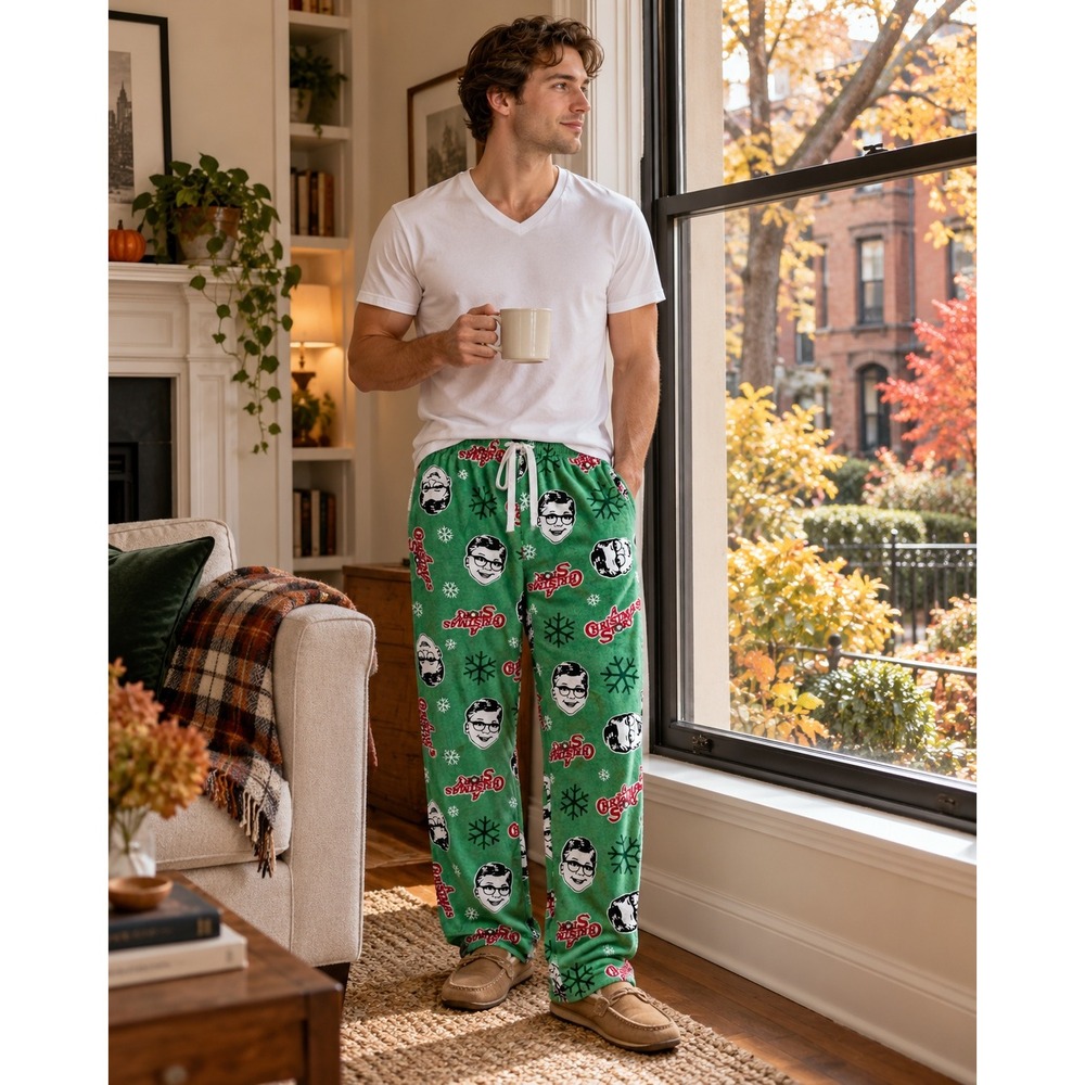 A Christmas Story Ralphie Green Fleece Pajama Pants Men's Small Christmas Lounge